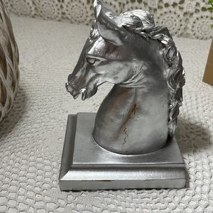 Silver clay Horse bust, statue, bookend
